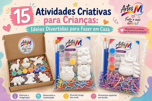 Atividades criativas para crianças com pintura e figuras de gesso