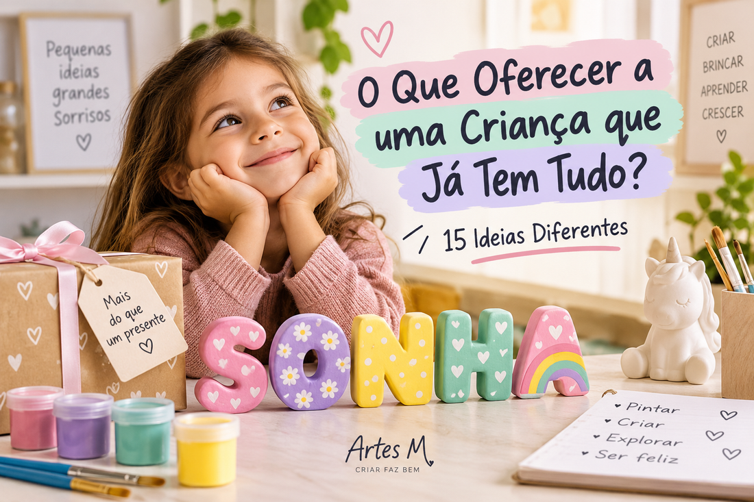 Ideias de presentes para uma criança que já tem tudo com atividades criativas, pintura e Letras Bubble