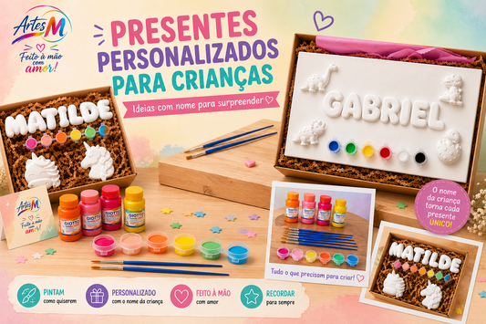 Presentes personalizados para crianças com nome em Letras Bubble de gesso