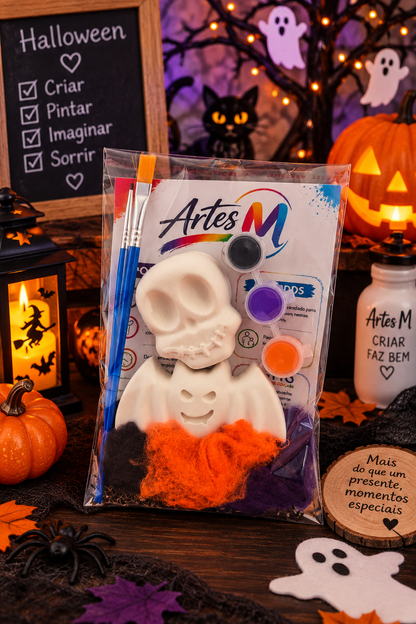 Kit Halloween Caveira e Morcego para Criancas