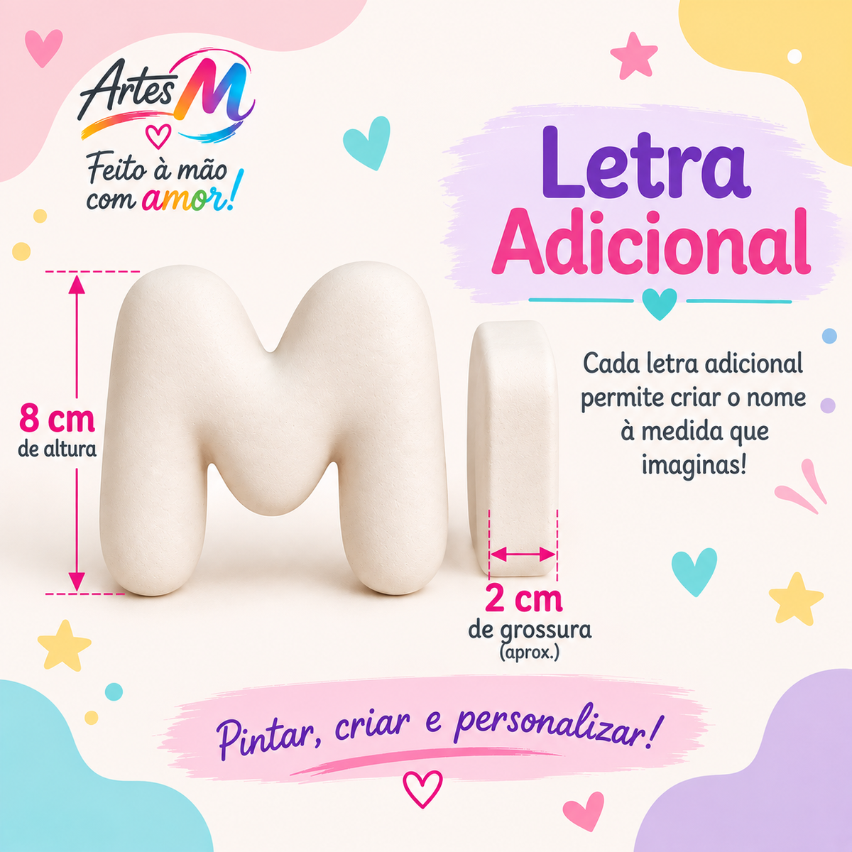 Letra adicional Bubble de gesso para personalizar nomes e palavras