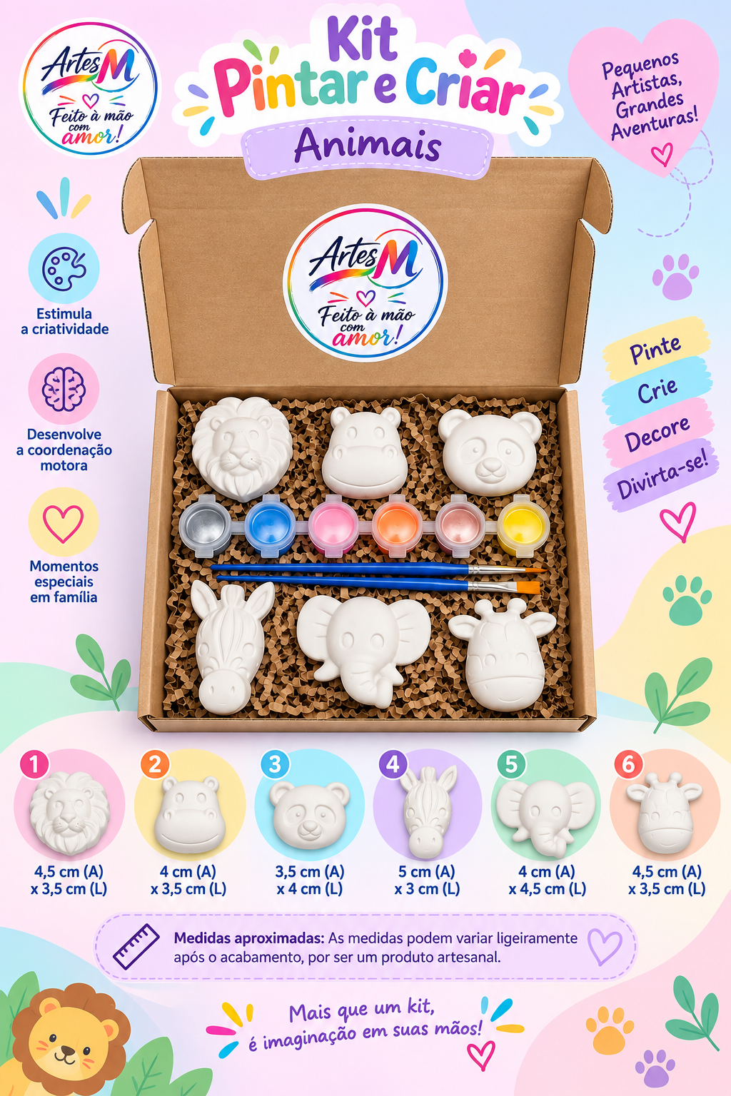 Caixa Criativa Animais – Kit de Pintura para Crianças