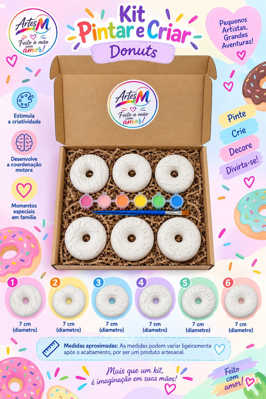 Caixa Criativa Donuts – Kit de Pintura em Gesso
