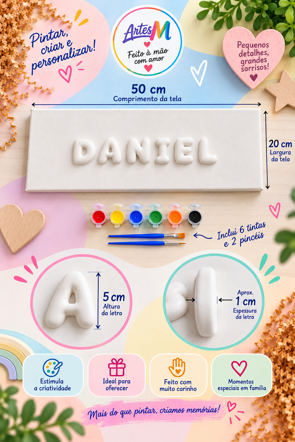 Tela Personalizada com Nome – Letras Bubble 5cm