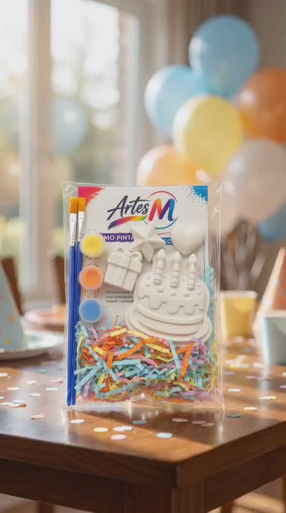 Lembrança de Aniversário Infantil – Kit de Pintura em Gesso