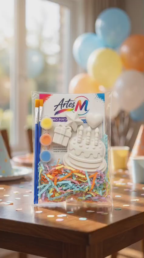Lembrança de Aniversário Infantil – Kit de Pintura em Gesso