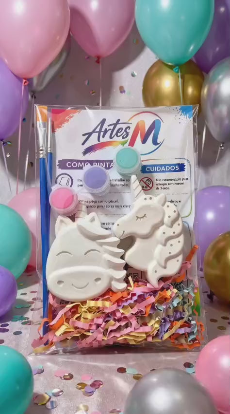 Lembrança de Aniversário Unicórnios – Kit Criativo para Pintar