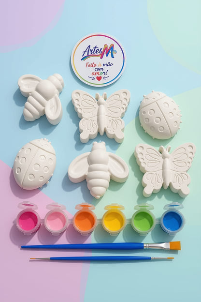 Caixa Criativa Insetos – 6 Figuras de Gesso para Pintar